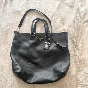 PRADA | Vitello Daino Large Tote Leather Crossbody Bag
